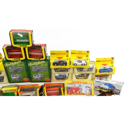 1377 - Large collection of diecast vehicles including Corgi buses, Matchbox and Atlas Dinky Toys