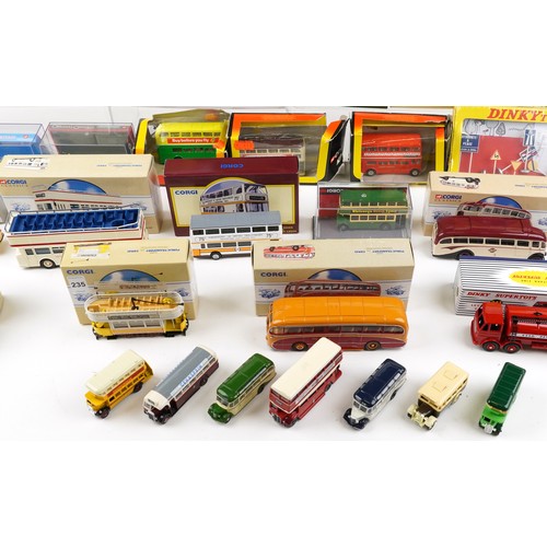 1377 - Large collection of diecast vehicles including Corgi buses, Matchbox and Atlas Dinky Toys