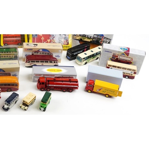 1377 - Large collection of diecast vehicles including Corgi buses, Matchbox and Atlas Dinky Toys