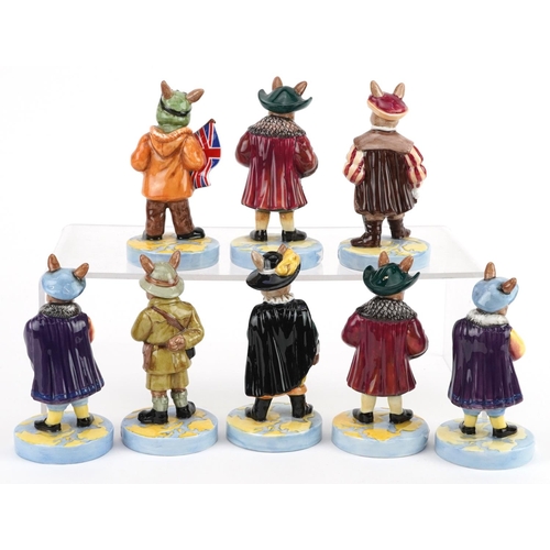 374 - Eight Royal Doulton Bunnykins figures from the Explorer's Series comprising two Christopher Columbus... 