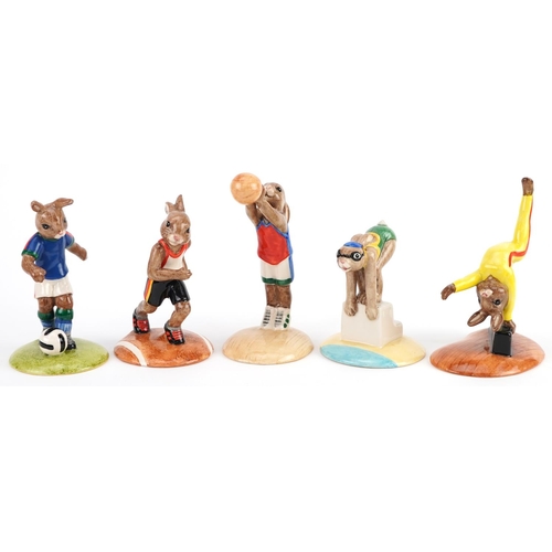 359 - Five Royal Doulton Bunnykins figures from the Bunnykins Games Collection, produced exclusively for R... 