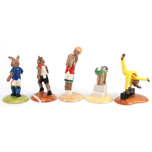 359 - Five Royal Doulton Bunnykins figures from the Bunnykins Games Collection, produced exclusively for R... 