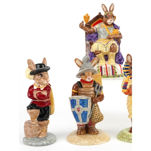 367 - Seven Royal Doulton Bunnykins figures, five with certificates, comprising Emperor Bunnykins, Egyptia... 