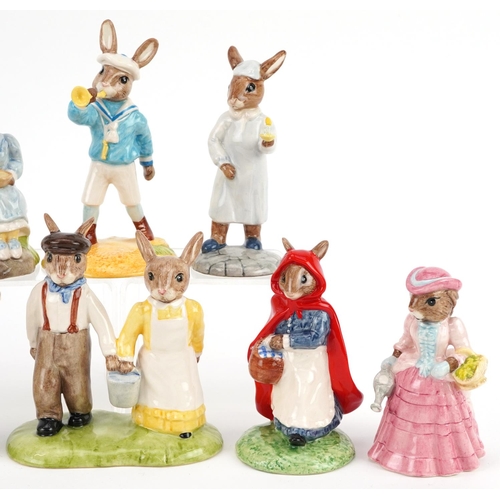 372 - Eight Royal Doulton Bunnykins figures, one with certificate, comprising Little Bo Peep Bunnykins, Li... 