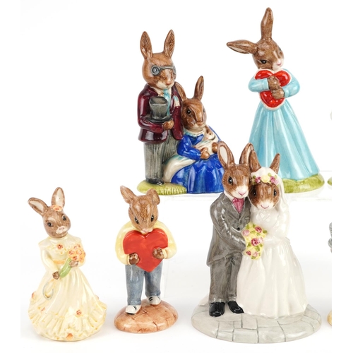 361 - Nine Royal Doulton Bunnykins figures, two with certificates, comprising two Family Photograph Bunnyk... 