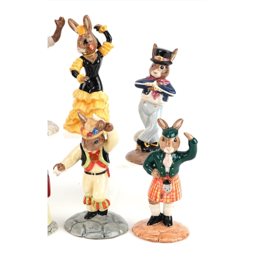 362 - Ten Royal Doulton Bunnykins figures, four with certificates, comprising Welsh Lady Bunnykins, Irishm... 