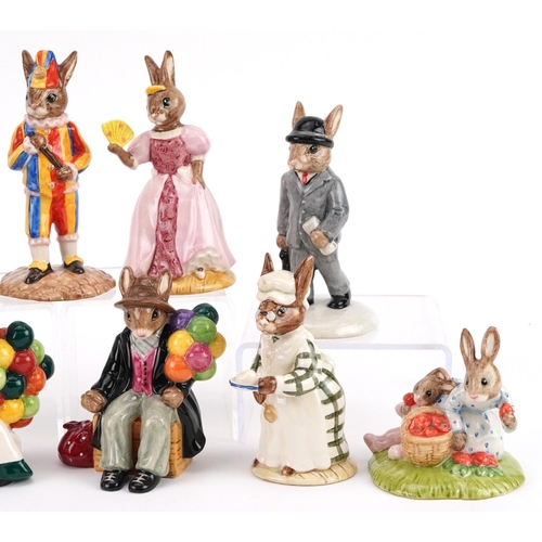 356 - Eleven Royal Doulton Bunnykins figures, six with certificates, comprising Sundial Bunnykins, Sweet D... 