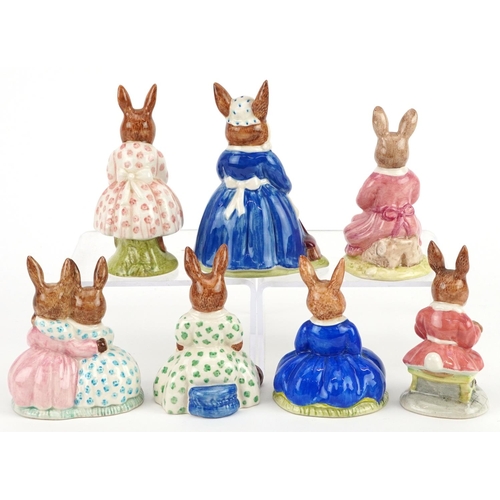 355 - Seven Royal Doulton Bunnykins figures comprising Buntie Helping Mother Bunnykins, Clean Sweep Bunnyk... 