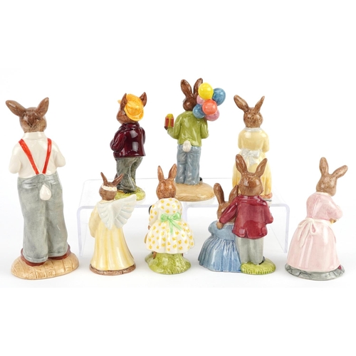 354 - Eight Royal Doulton Bunnykins figures, one with certificate, comprising Father Bunnykins, 60th Anniv... 