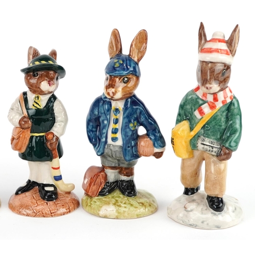 352 - Seven Royal Doulton Bunnykins figures comprising Be Prepared Bunnykins, School Day Bunnykins, School... 