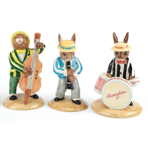 341 - Six Royal Doulton Bunnykins jazz band figures with certificates comprising Saxophone Player Bunnykin... 