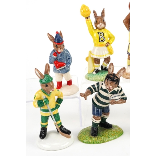 378 - Ten Royal Doulton Bunnykins figures, two with certificates, comprising Home Run Bunnykins, two Cheer... 