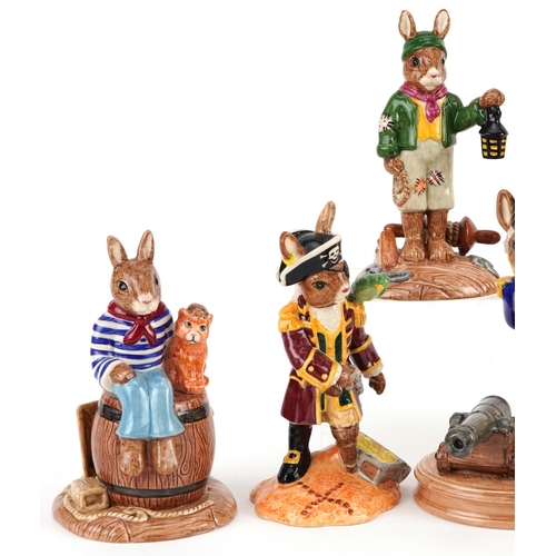 357 - Seven Royal Doulton Bunnykins figures from the Shipmates Collection with certificates comprising Cap... 