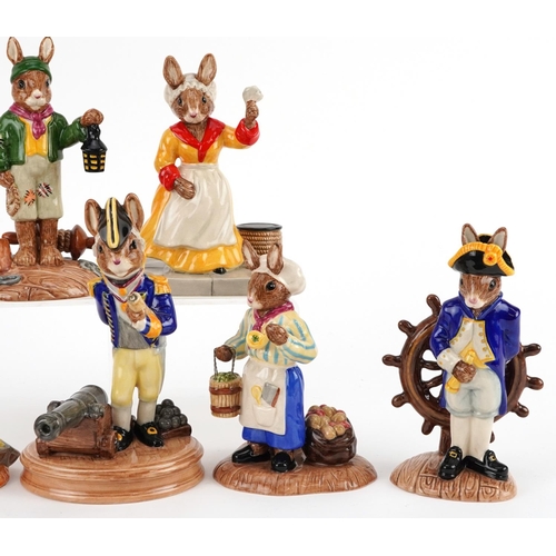 357 - Seven Royal Doulton Bunnykins figures from the Shipmates Collection with certificates comprising Cap... 