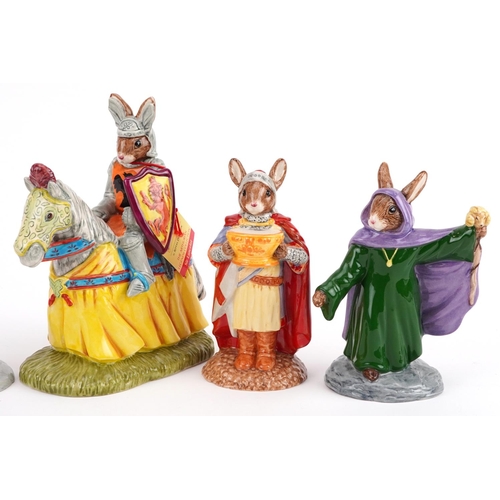 358 - Five Royal Doulton Bunnykins figures from the Arthurian Legends Collections with certificates compri... 