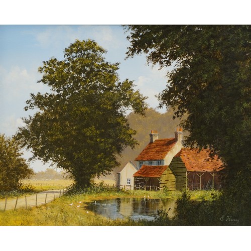 1030 - Edward Hersey - The Duck Pond, British oil on canvas, A R Whibley & Son inscribed label verso, mount... 