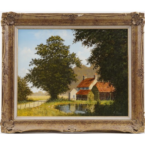 1030 - Edward Hersey - The Duck Pond, British oil on canvas, A R Whibley & Son inscribed label verso, mount... 