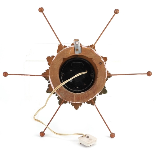 329 - 1970s Smith Sectric sunburst wall clock with circular dial having Arabic numerals, overall 43cm in d... 