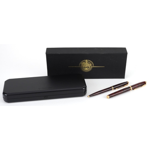 181 - Parker Duofold fountain pen with 14k gold nib and propelling pencil with case and box