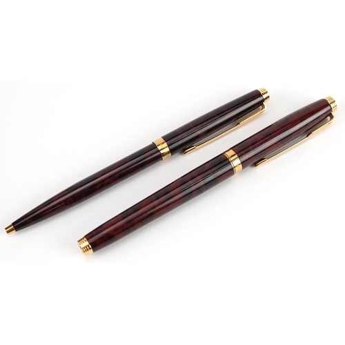 181 - Parker Duofold fountain pen with 14k gold nib and propelling pencil with case and box