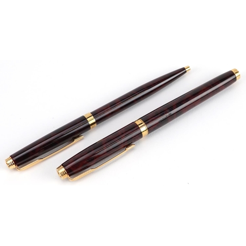 181 - Parker Duofold fountain pen with 14k gold nib and propelling pencil with case and box