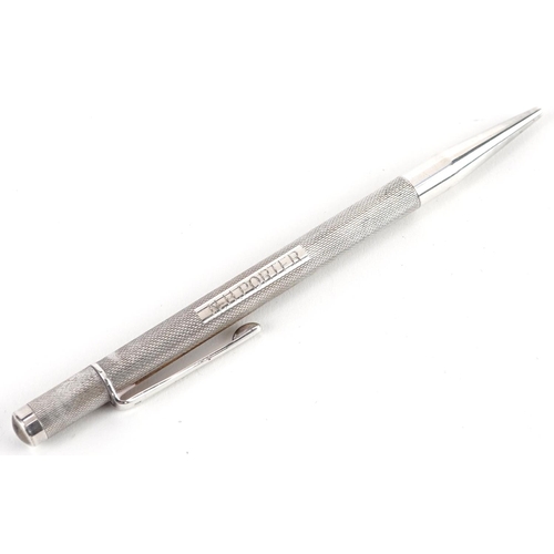 182 - Silver engine turned propelling pencil with case