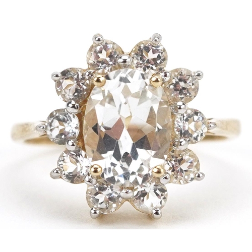 2099 - 9ct gold cubic zirconia cluster ring, size I, 1.8g