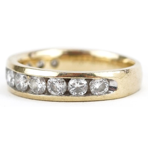 2035 - 9ct gold diamond half eternity ring, total diamond weight approximately 1.0 carat, size M, 3.1g