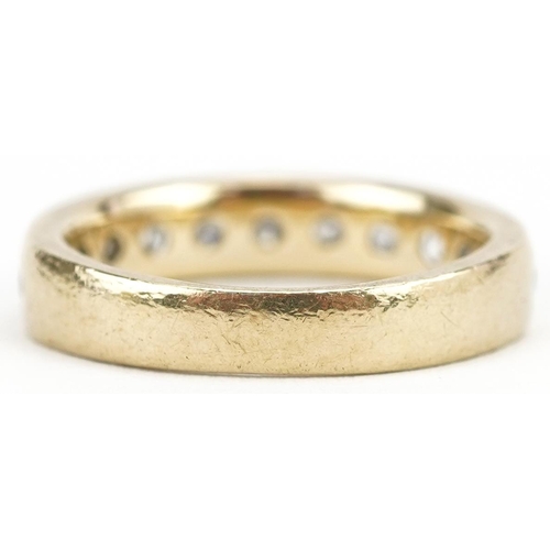 2035 - 9ct gold diamond half eternity ring, total diamond weight approximately 1.0 carat, size M, 3.1g