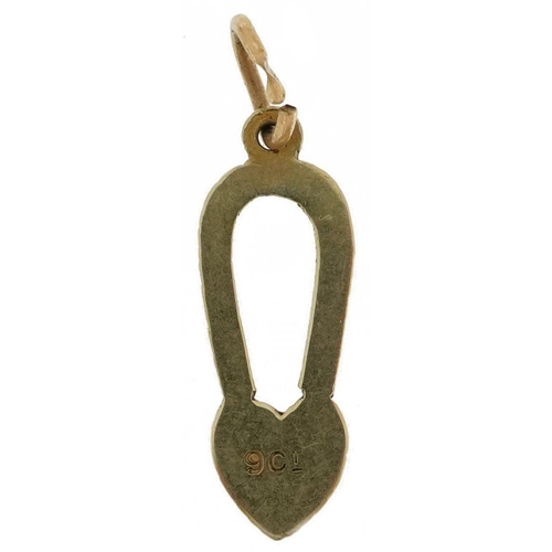 2719 - 9ct gold and enamel love heart charm, 1.7cm high, 0.4g