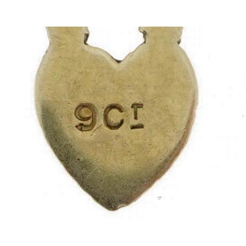 2719 - 9ct gold and enamel love heart charm, 1.7cm high, 0.4g