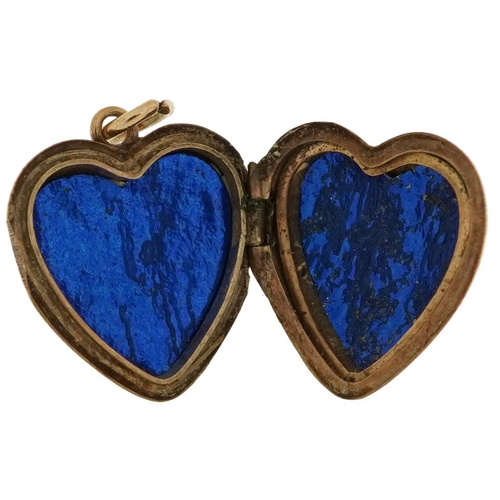 2682 - 9ct gold engraved love heart locket, 1.5cm high, 1.4g