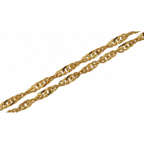 2592 - 9ct gold fine twisted curb link necklace, 40cm in length, 0.8g