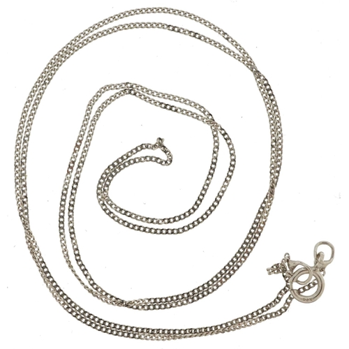 2608 - 9ct white gold fine curb link necklace, 44cm in length, 0.8g