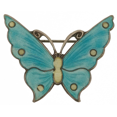 2212 - Sterling silver and enamel butterfly brooch, 4cm wide, 6.3g