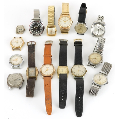 2834 - Fourteen vintage gentlemen's wristwatches and a watch movement including Hudson Seawatch, Smiths, Al... 