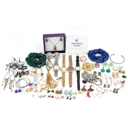 2773 - Vintage and later costume jewellery and wristwatches including Shrieking Violet necklace and earring... 