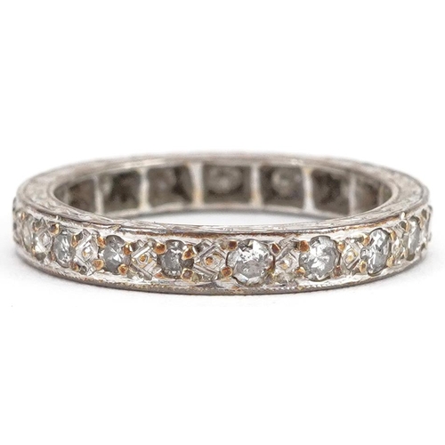 2207 - Unmarked white gold diamond eternity ring, size I, 2.2g