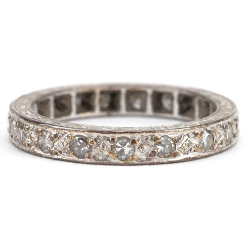 2207 - Unmarked white gold diamond eternity ring, size I, 2.2g