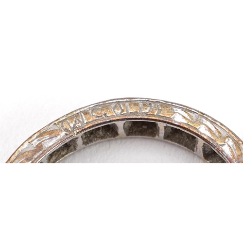 2207 - Unmarked white gold diamond eternity ring, size I, 2.2g