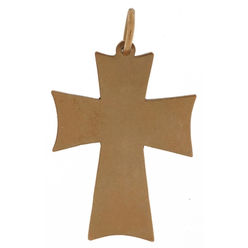 2173 - Large 9ct gold cross pendant, 4cm high, 5.8g