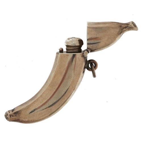 14 - Levi & Salaman, Edwardian silver scent bottle in the form of a banana, Birmingham 1905, 6cm high, 8.... 