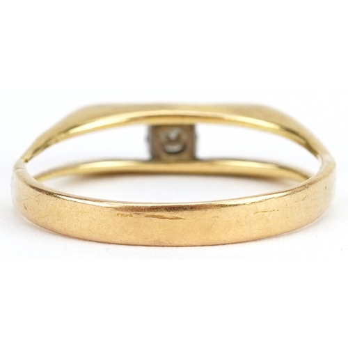 2110 - Unmarked gold diamond solitaire ring, tests as 18ct gold, the diamond approximately 3.50mm in diamet... 