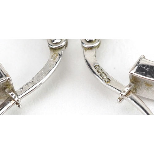 2192 - Pair of 9ct white gold hoop earrings, 2cm in diameter, 2.6g