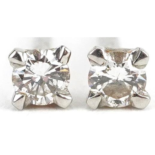 2623 - Pair of silver diamond solitaire stud earrings, approximately 2.49mm in diameter, 0.8g