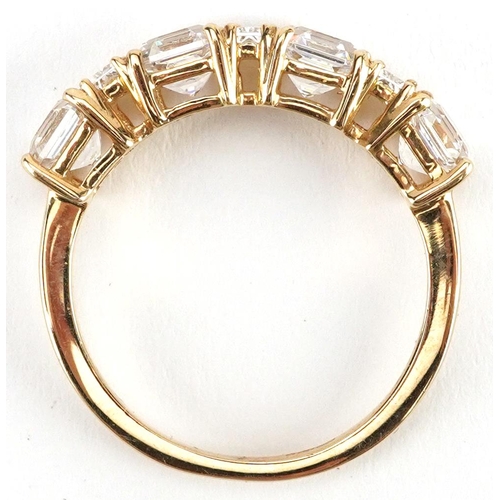 2059 - 9ct gold clear stone half eternity ring, size Q, 3.4g