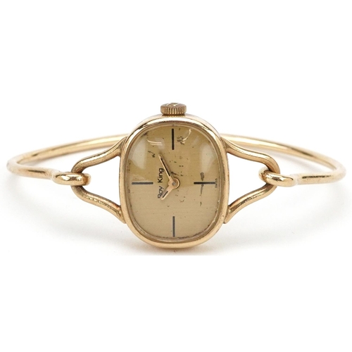 2153 - Roy King, ladies 9ct gold wristwatch with 9ct gold strap, the case 23mm wide, total weight 16.4g