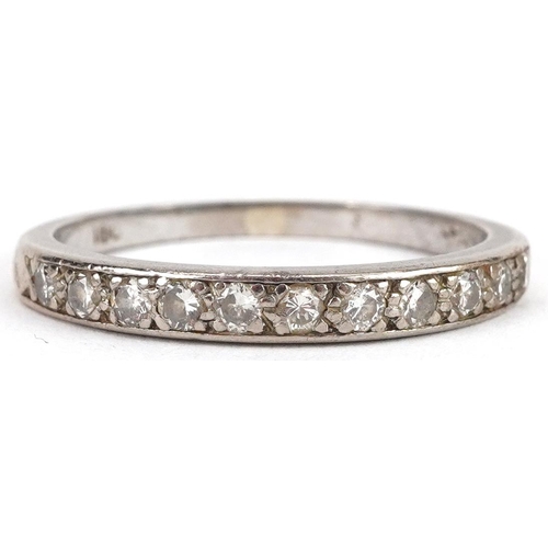 2764 - 18ct white gold diamond half eternity ring, size Q, 3.3g