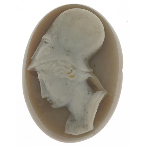 2820 - Antique stone cameo carved with a head, 3cm high, 12.0g