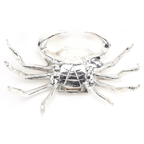 1151 - Novelty silver plated trinket box in the form of a crab, 11cm wide